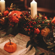 Restaurant place setting for Thanksgiving Dinner holiday meal